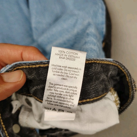 Pacsun 90s Boyfriend Jeans Women XXS 00 Blue Black Colorblock Denim Straight Leg - Picture 8 of 10